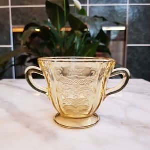 Vintage Depression Glass Amber Sugar Bowl
